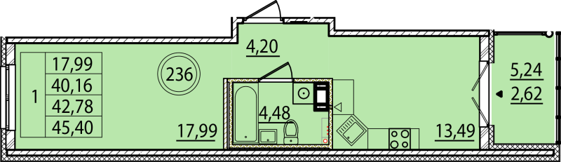 1 ккв 40,2 м²