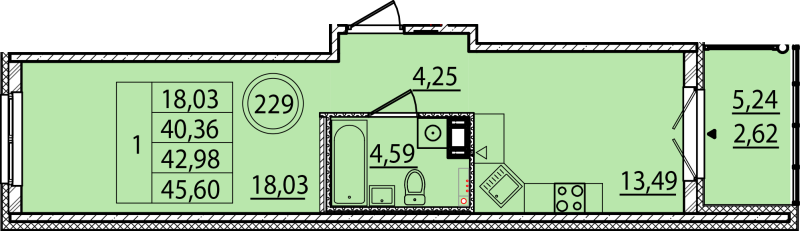 1 ккв 40,4 м²