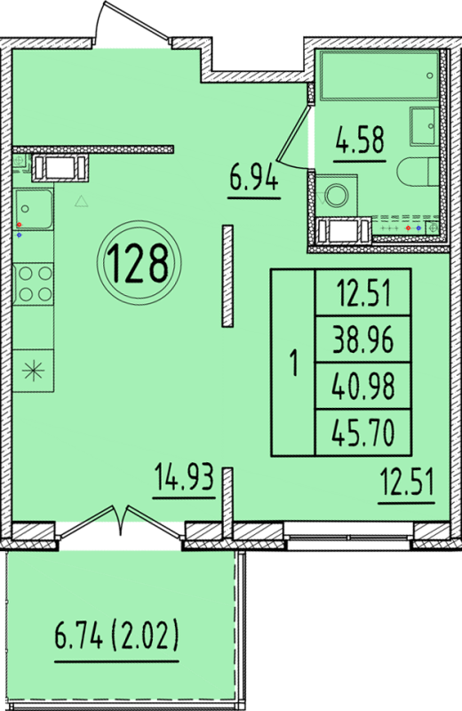 1 ккв 39 м²