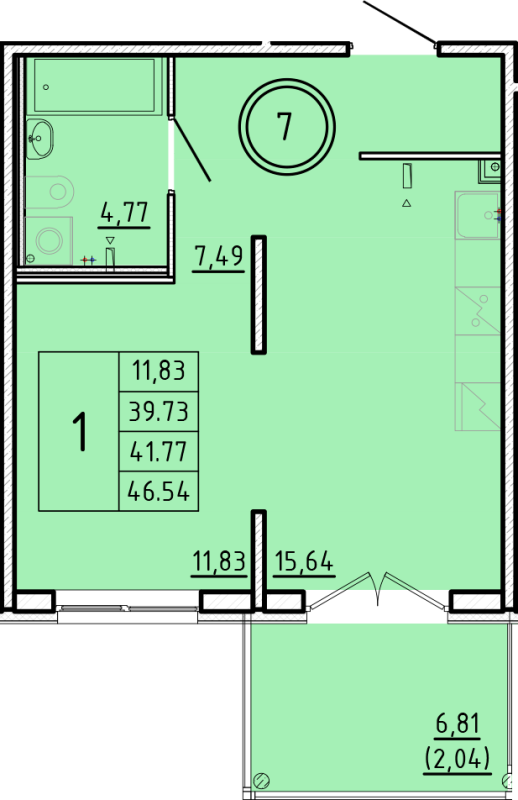 2 ккв (Евро) 39,7 м²