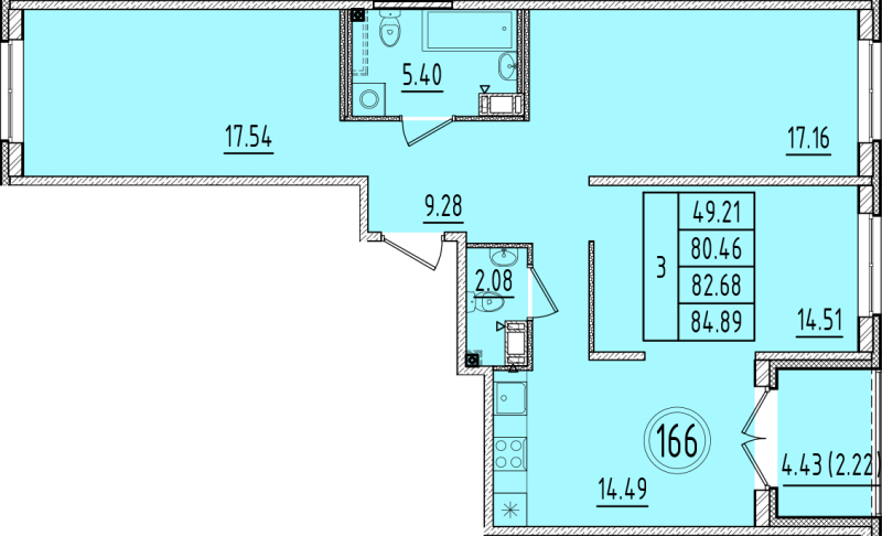 3 ккв 80,5 м²