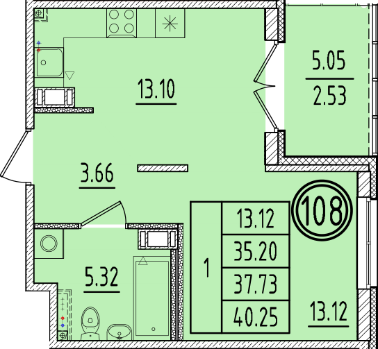 1 ккв 35,2 м²