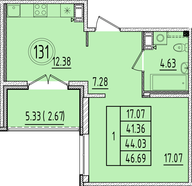 1 ккв 41,4 м²