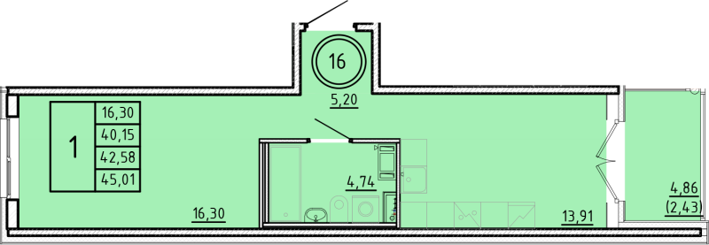 1 ккв 40,2 м²