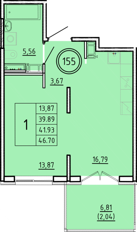 2 ккв (Евро) 39,9 м²