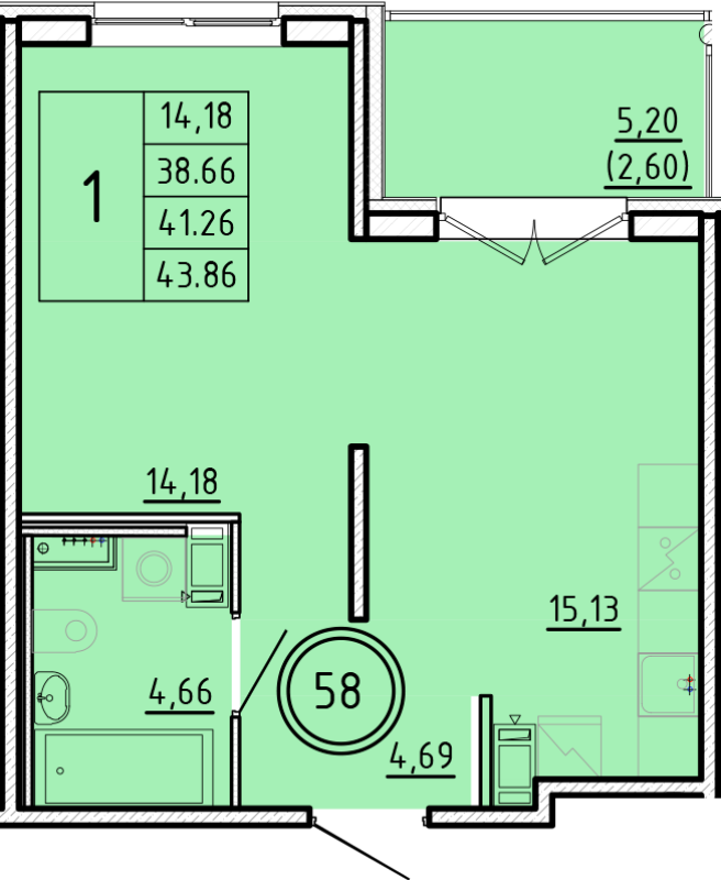 2 ккв (Евро) 38,7 м²