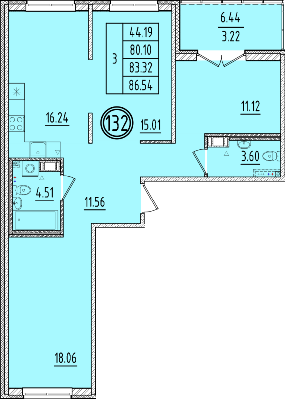 4 ккв (Евро) 80,1 м²