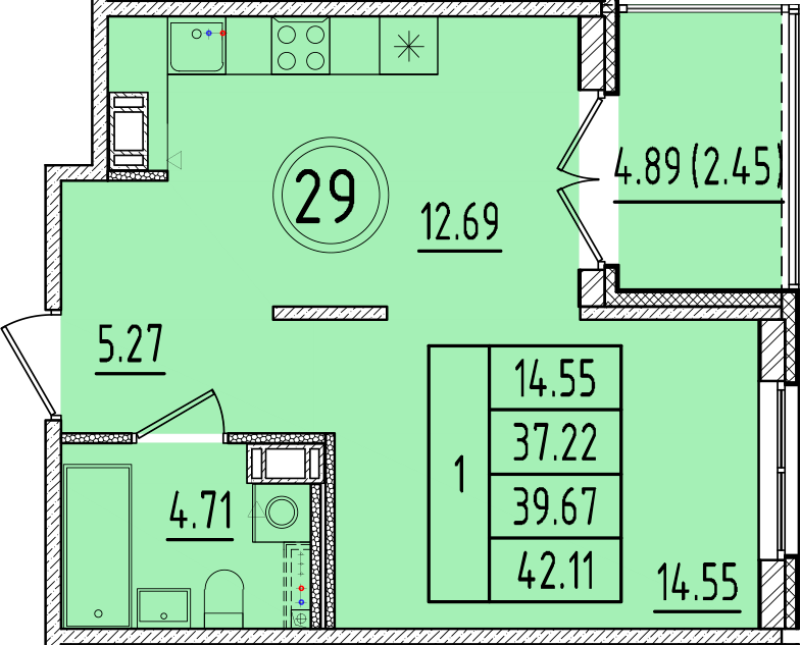 1 ккв 37,2 м²