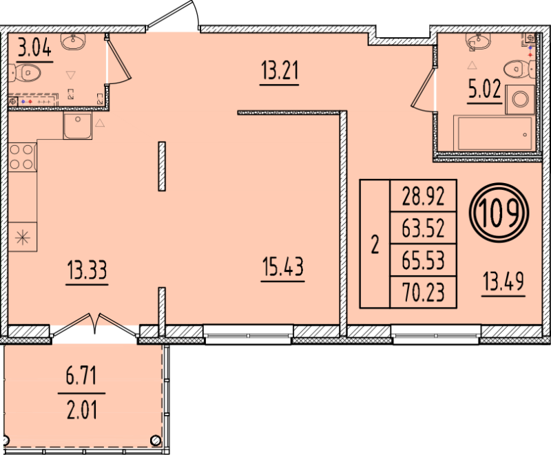2 ккв 63,5 м²