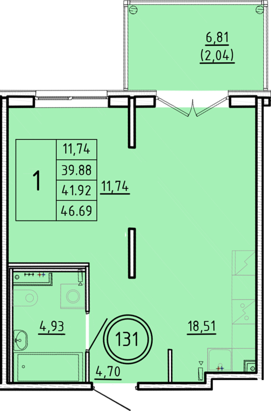 2 ккв (Евро) 39,9 м²
