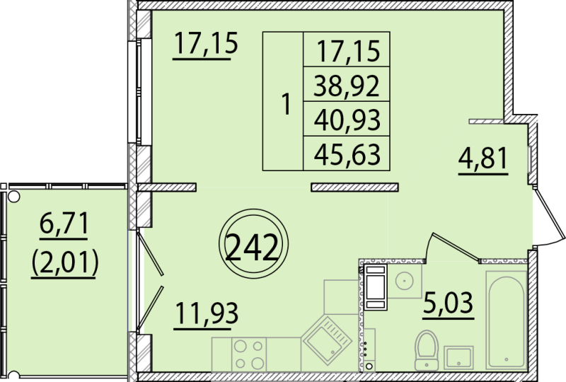 1 ккв 38,9 м²