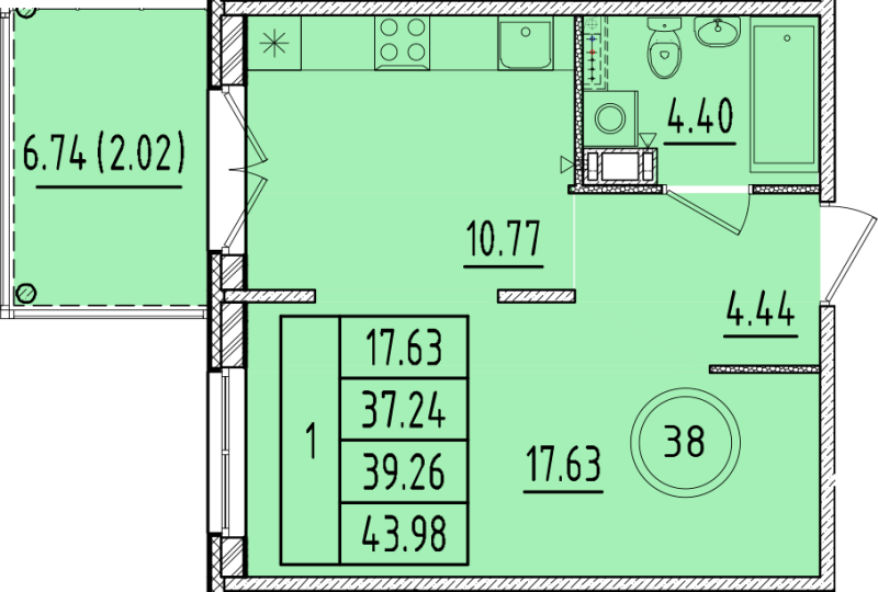 1 ккв 37,2 м²