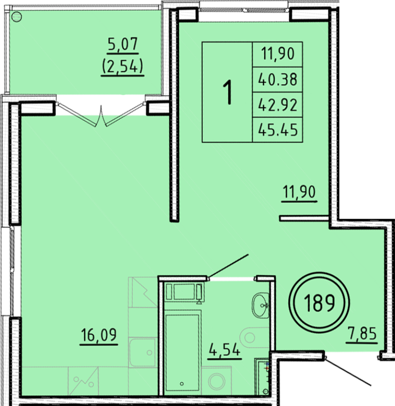2 ккв (Евро) 40,4 м²