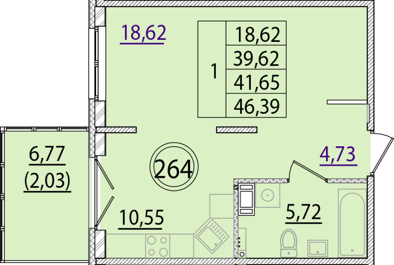 1 ккв 39,6 м²