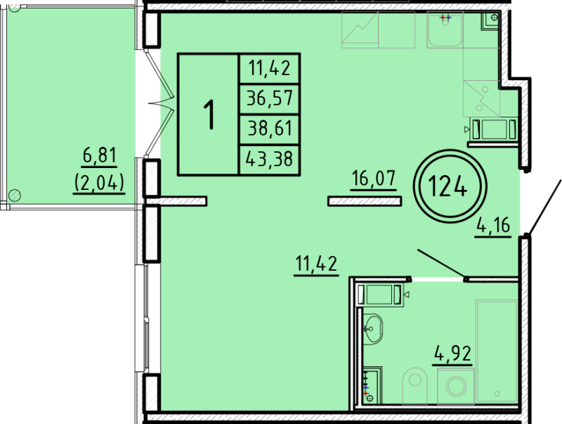 2 ккв (Евро) 36,6 м²