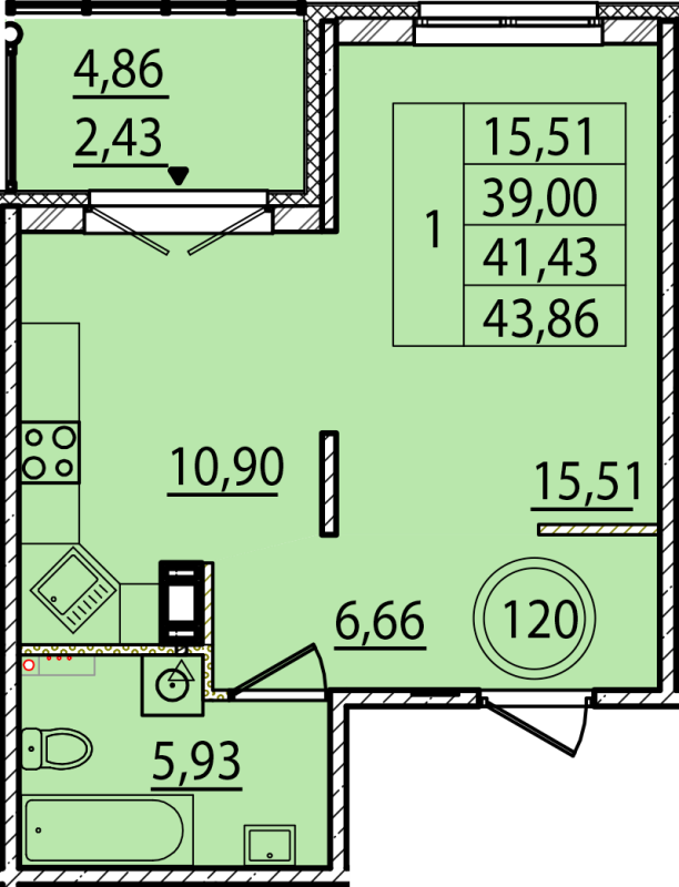 1 ккв 39 м²