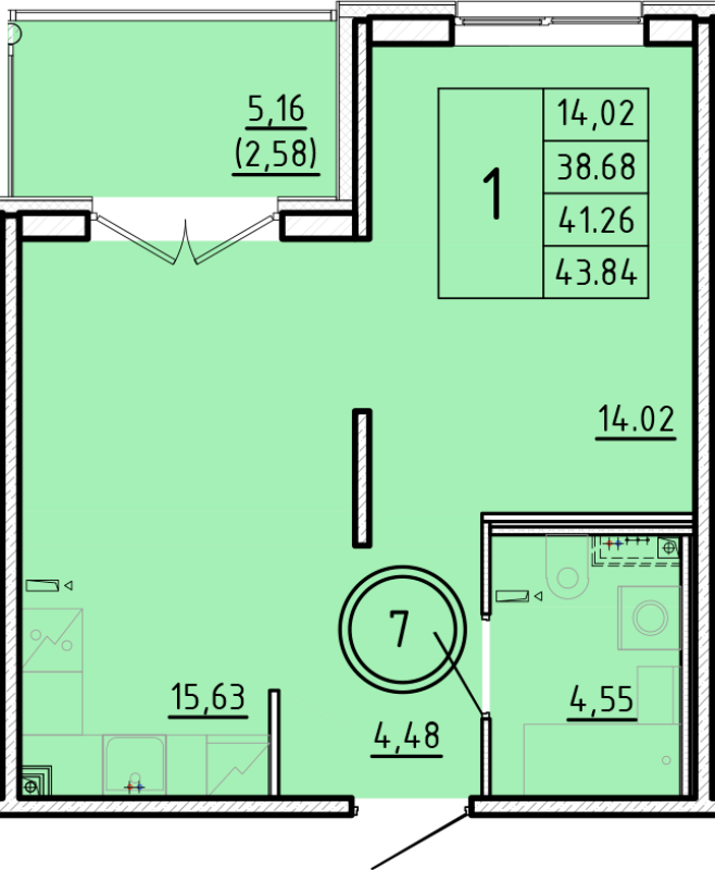 2 ккв (Евро) 38,7 м²
