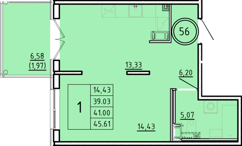1 ккв 39 м²