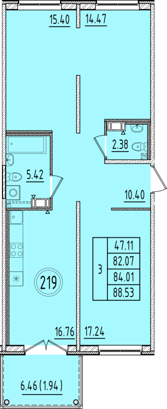 4 ккв (Евро) 82,1 м²
