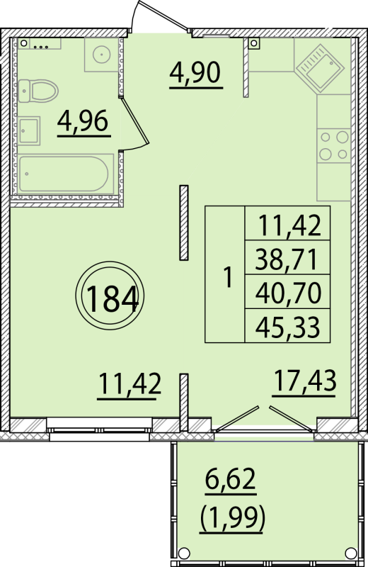 2 ккв (Евро) 38,7 м²