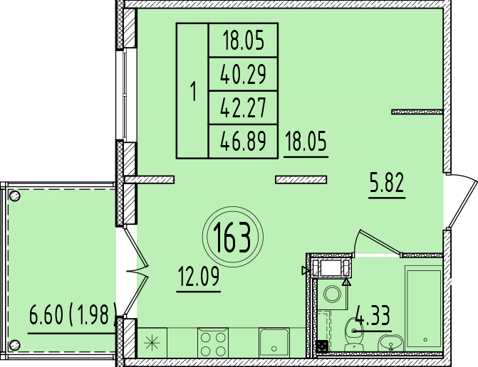 1 ккв 40,3 м²
