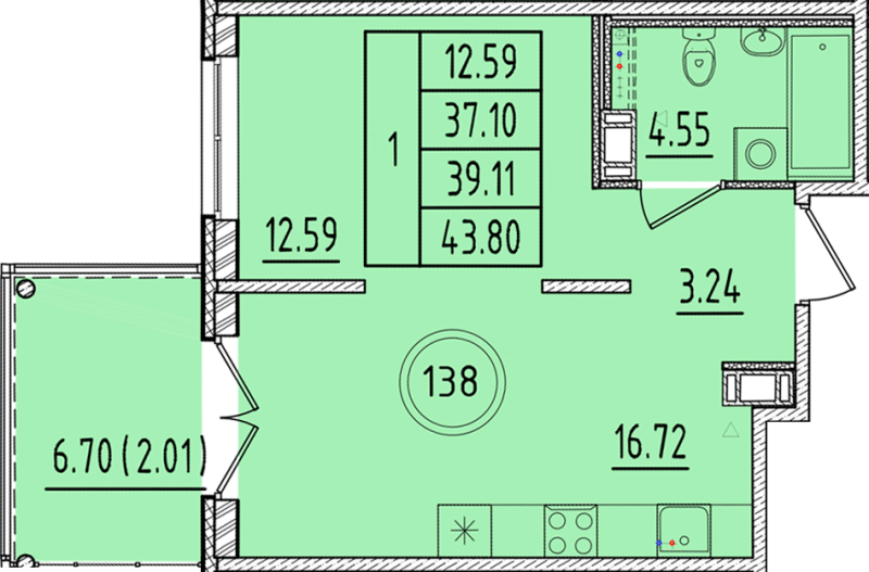 2 ккв (Евро) 37,1 м²