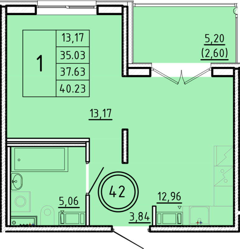 1 ккв 35 м²