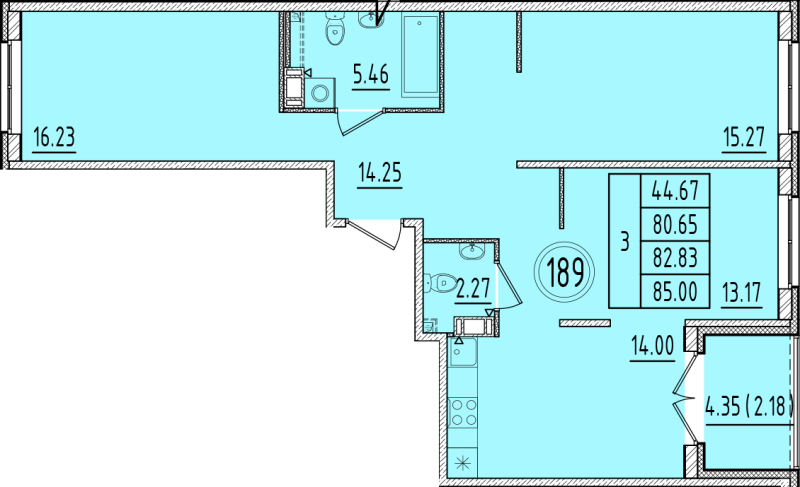 3 ккв 80,7 м²