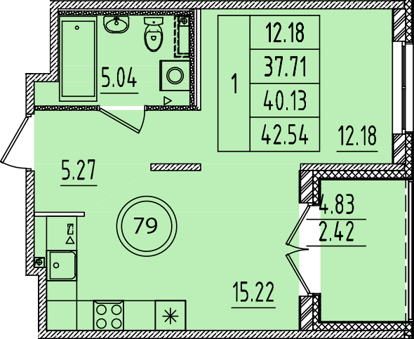 1 ккв 37,7 м²