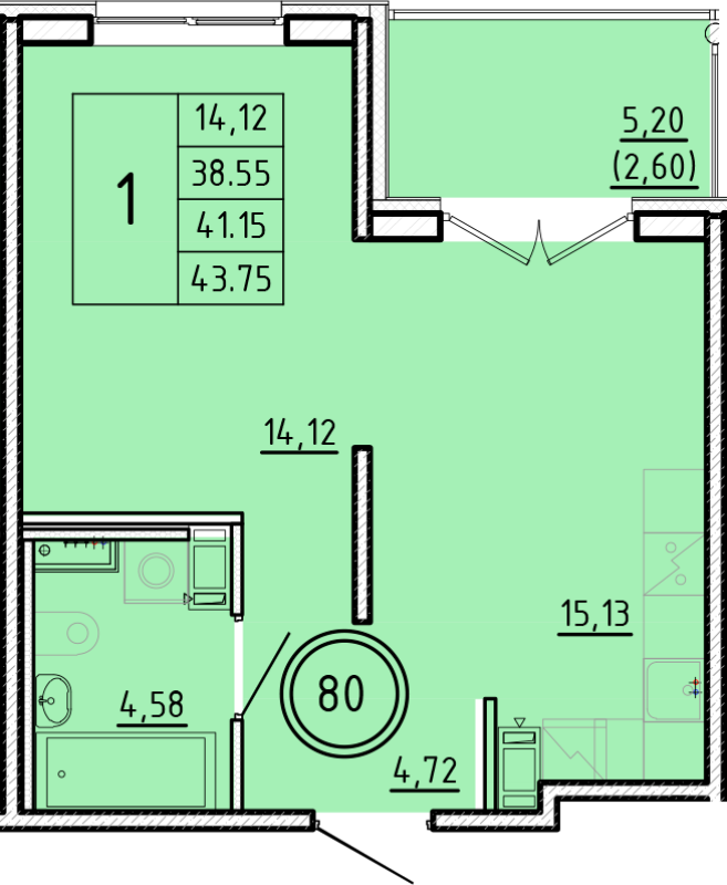 2 ккв (Евро) 38,6 м²