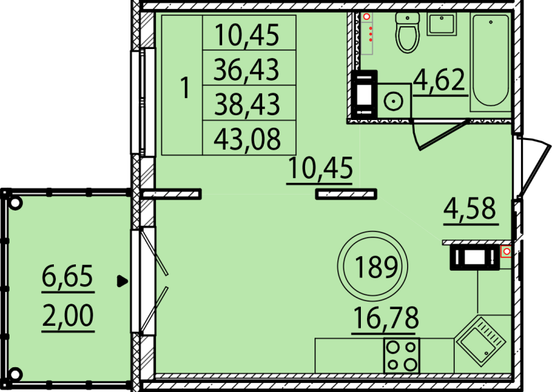 2 ккв (Евро) 36,4 м²