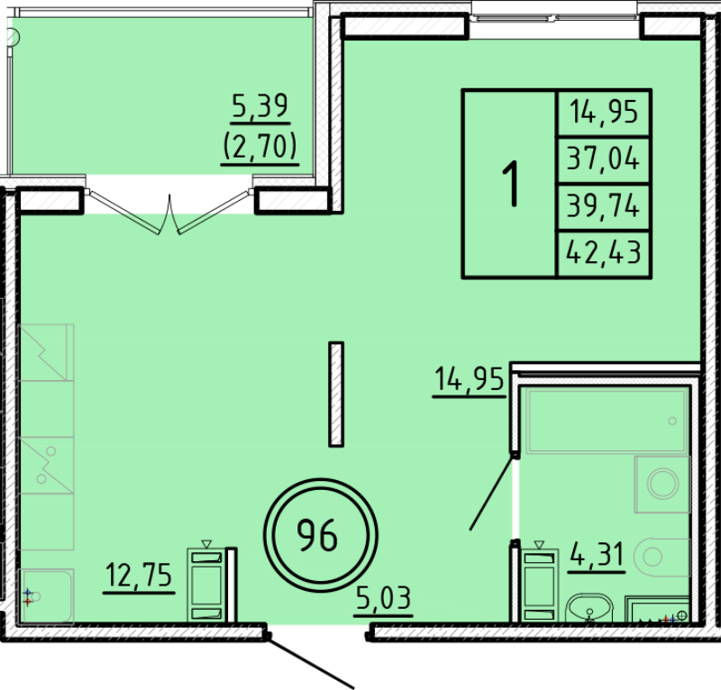 1 ккв 37 м²