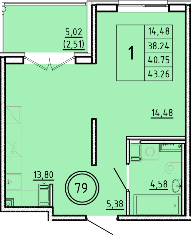 1 ккв 38,2 м²