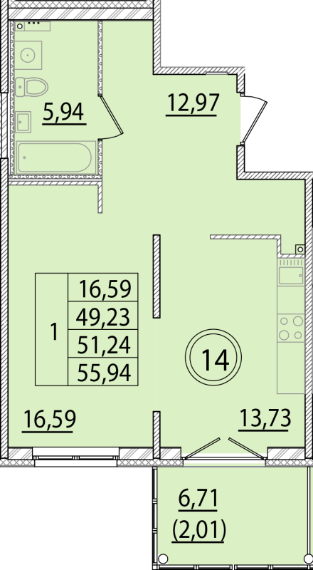 1 ккв 49,2 м²