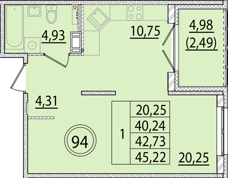 1 ккв 40,2 м²