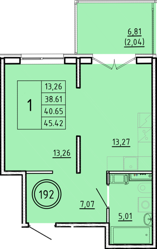 1 ккв 38,6 м²