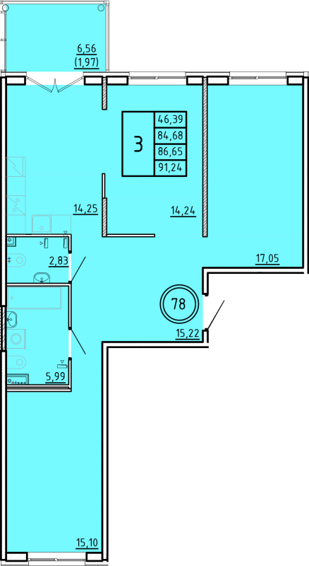 3 ккв 84,7 м²