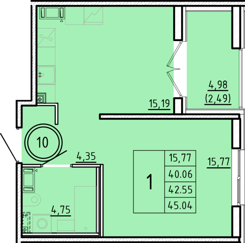 2 ккв (Евро) 40,1 м²
