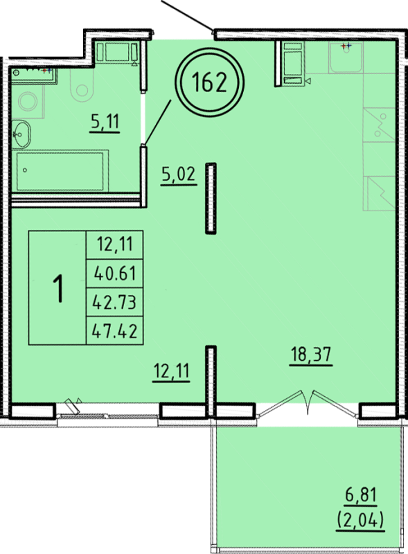 2 ккв (Евро) 40,6 м²