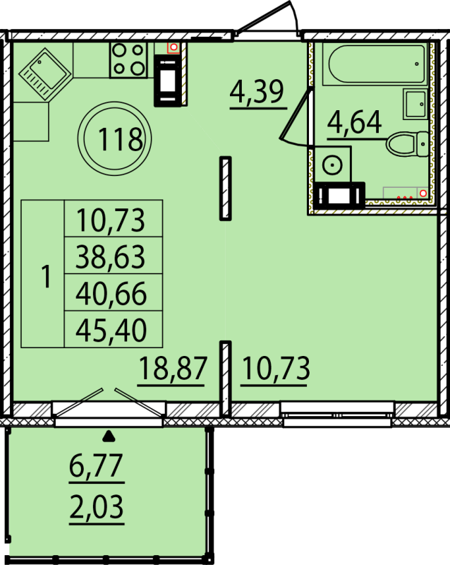 2 ккв (Евро) 38,6 м²