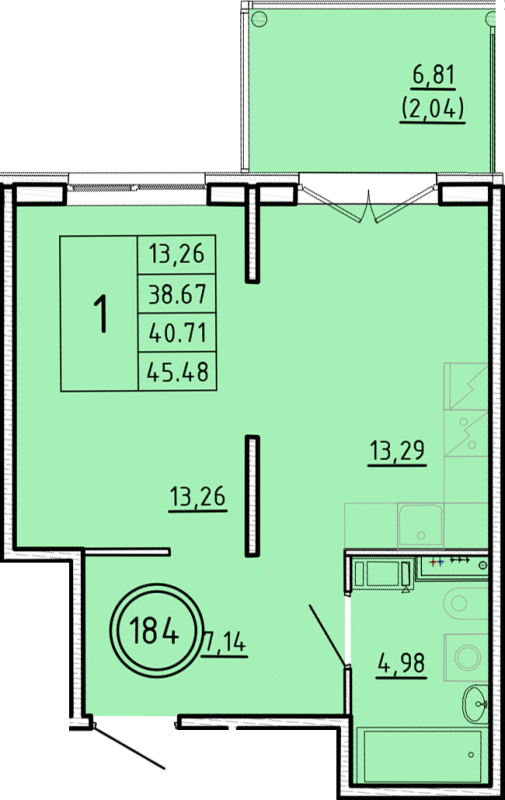 1 ккв 38,7 м²