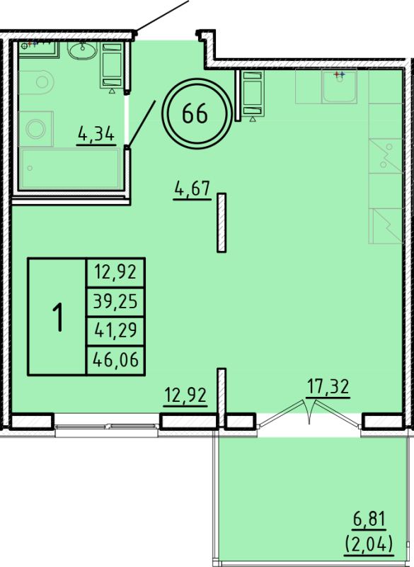 2 ккв (Евро) 39,3 м²