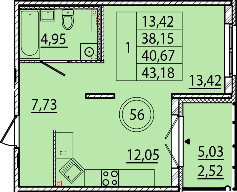 1 ккв 38,2 м²