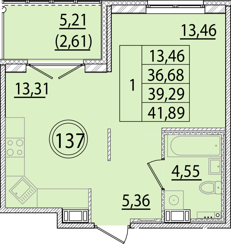 1 ккв 36,7 м²