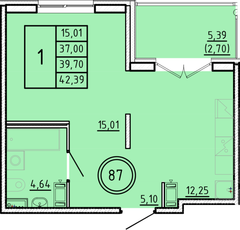 1 ккв 37 м²