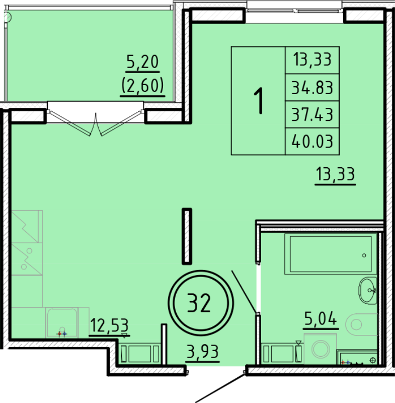 1 ккв 34,8 м²