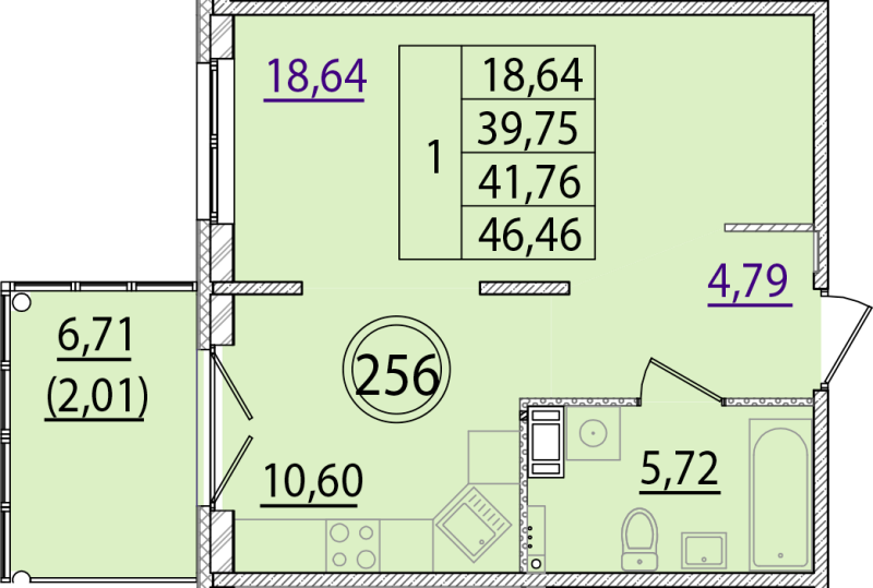 1 ккв 39,8 м²