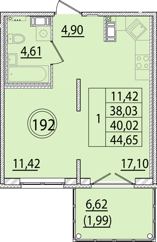 2 ккв (Евро) 38 м²