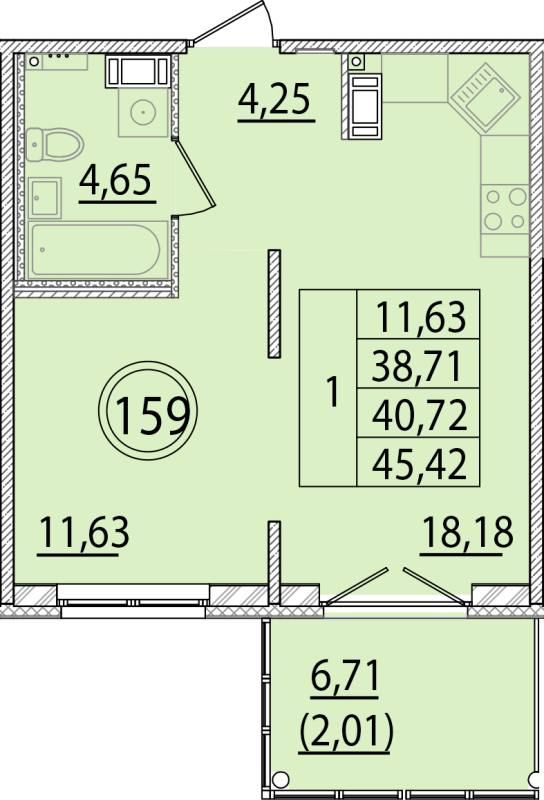 2 ккв (Евро) 38,7 м²
