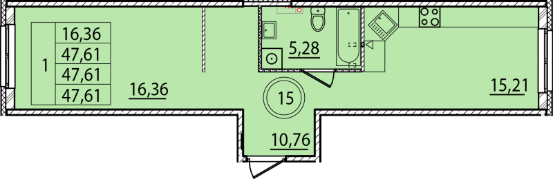 2 ккв (Евро) 47,6 м²
